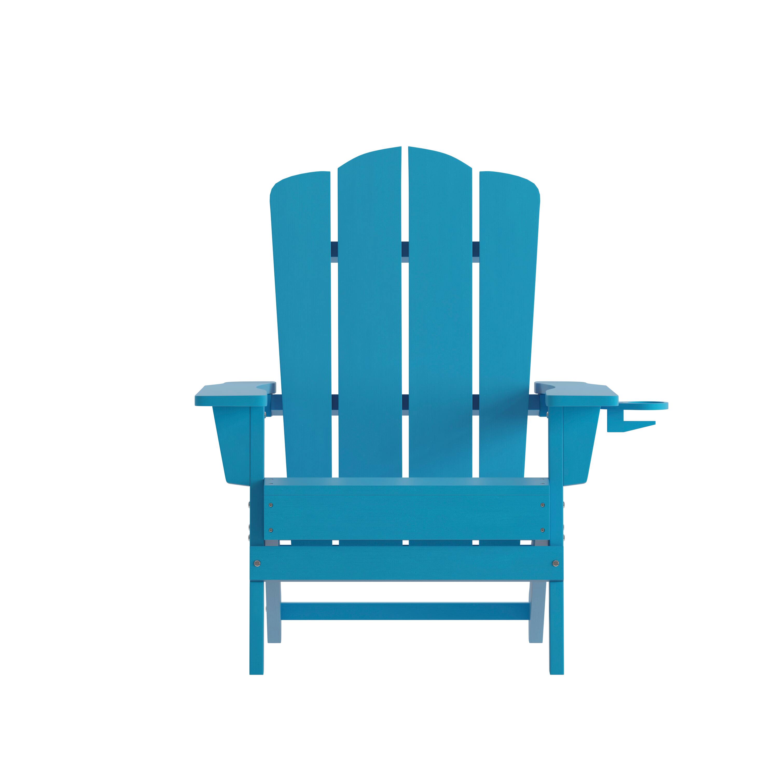 Alt View 10. Emma + Oliver - Tiverton Set of 4 Adirondack Chairs with Cup Holders, Weather Resistant HDPE Adirondack Chairs - Blue.