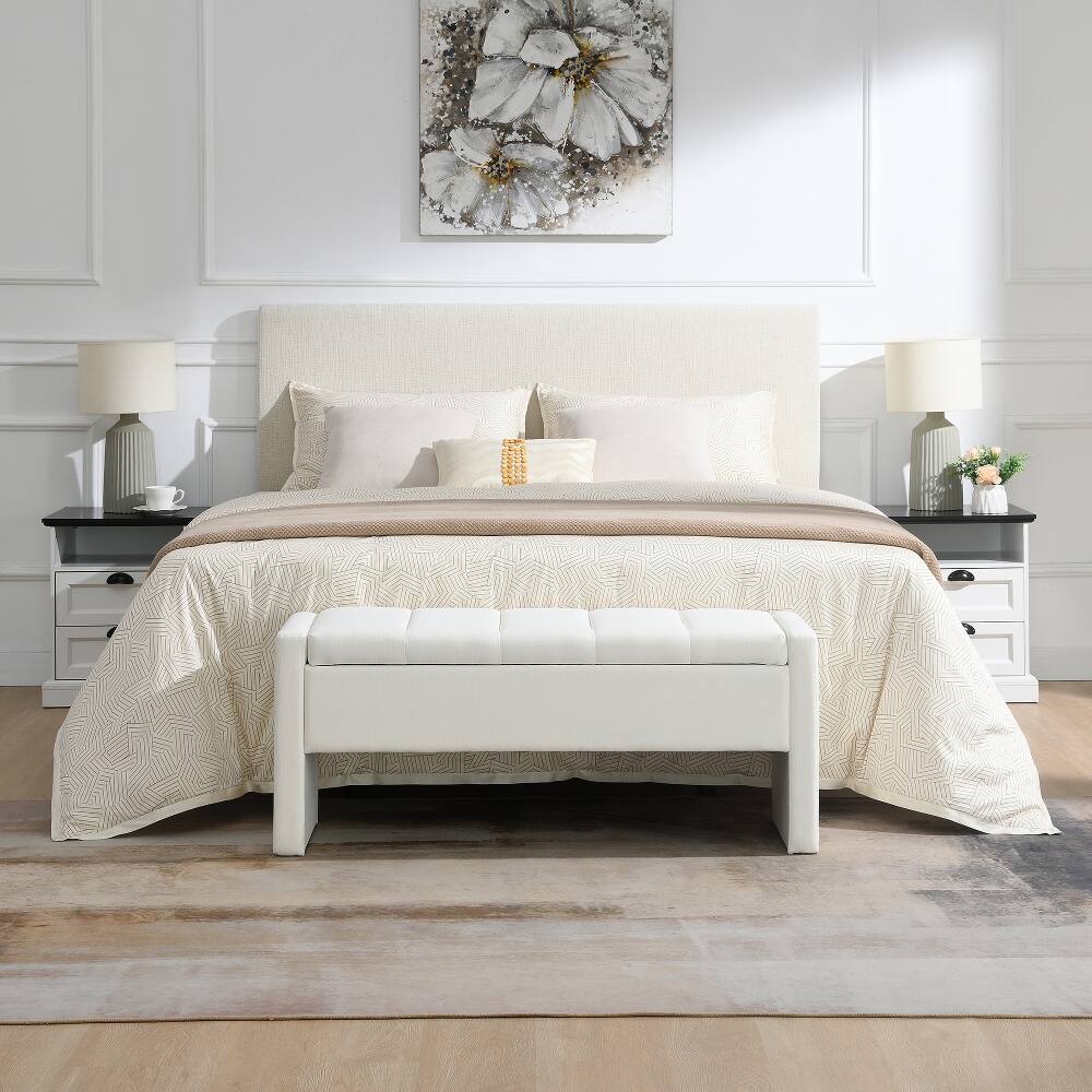 Angle. Ropilly - Ropilly Modern Bed End Bench with Storage White Linen ...