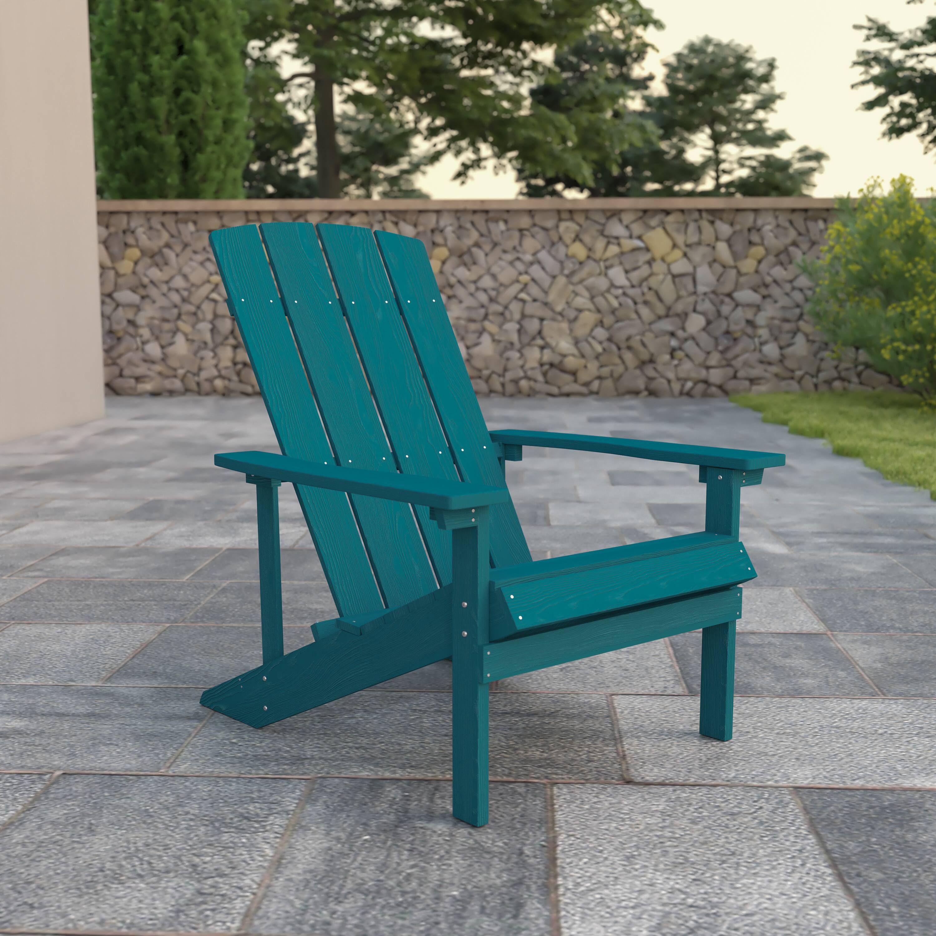 Alt View 1. Emma + Oliver - All-Weather Poly Resin Wood Adirondack Chair - Sea Foam.