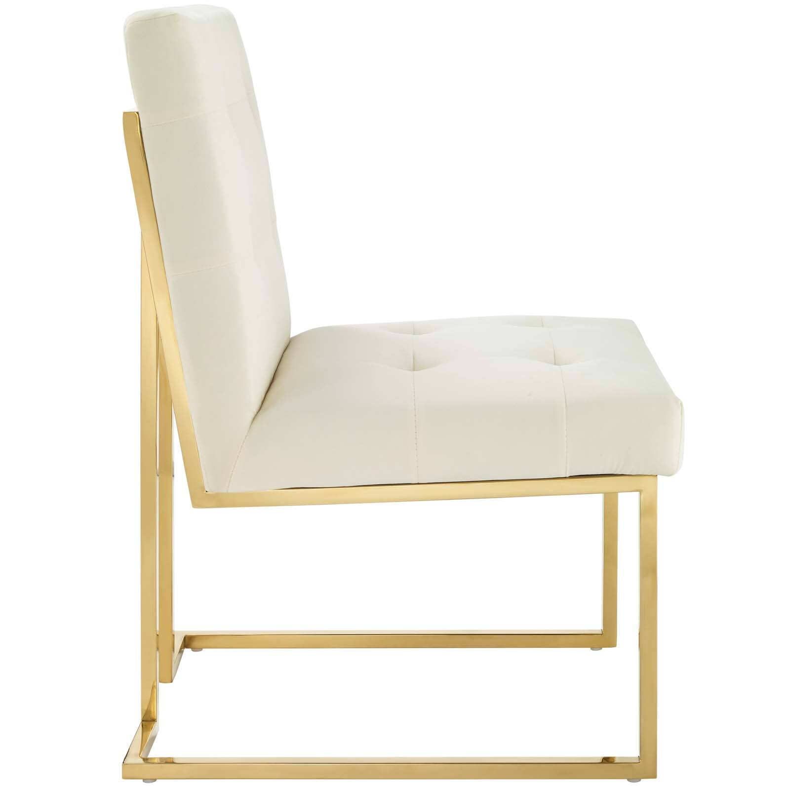 Back. Modway - Privy Gold Stainless Steel Performance Velvet Dining Chair by Modway - Gold Ivory.