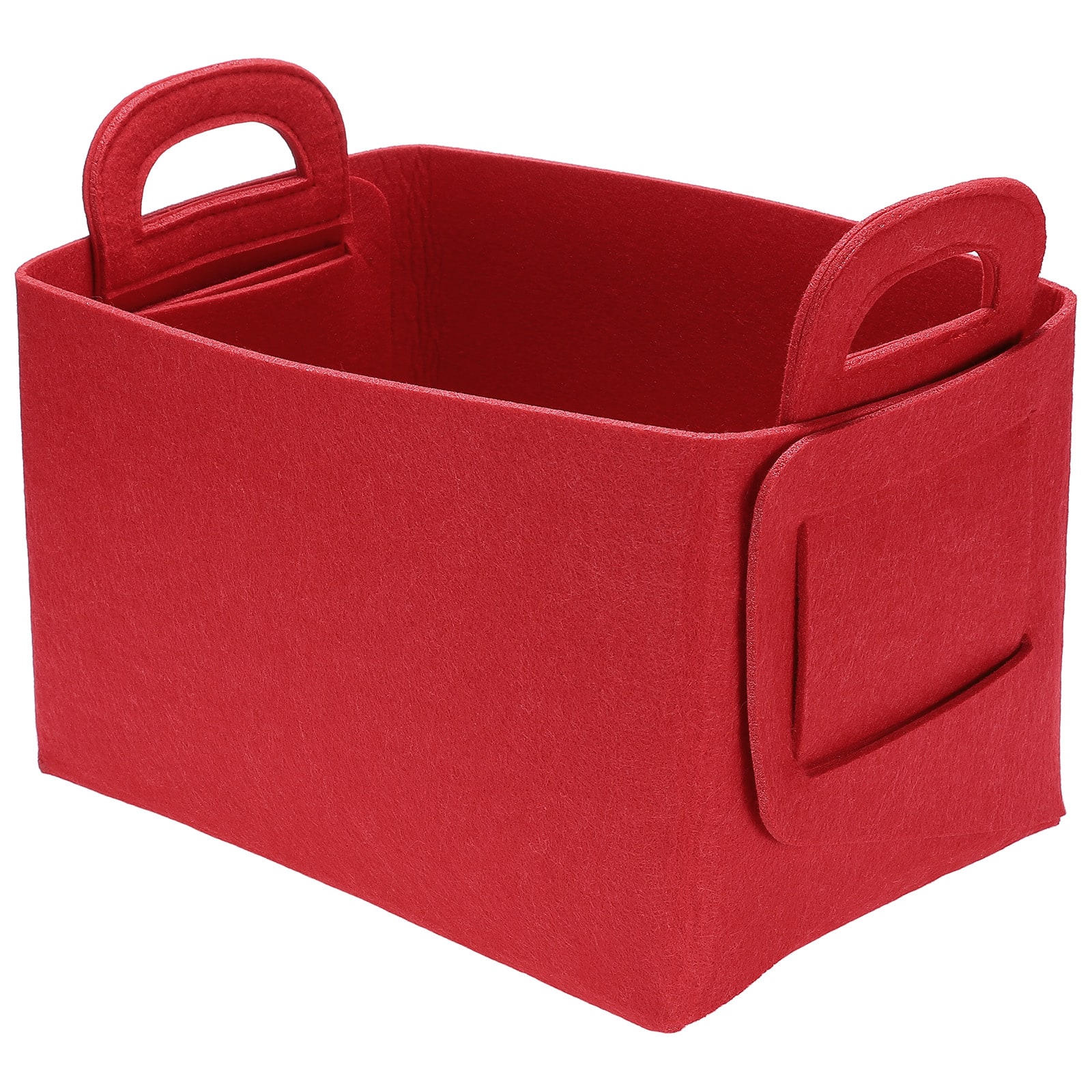 Unique Bargains - Felt Storage Bin 11x7x5.9" Foldable Handles Collapsible Organizer for Shelves, Closet, Books, Office, Bedroom - Red