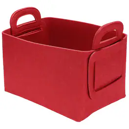 Unique Bargains - Felt Storage Bin 11x7x5.9" Foldable Handles Collapsible Organizer for Shelves, Closet, Books, Office, Bedroom - Red