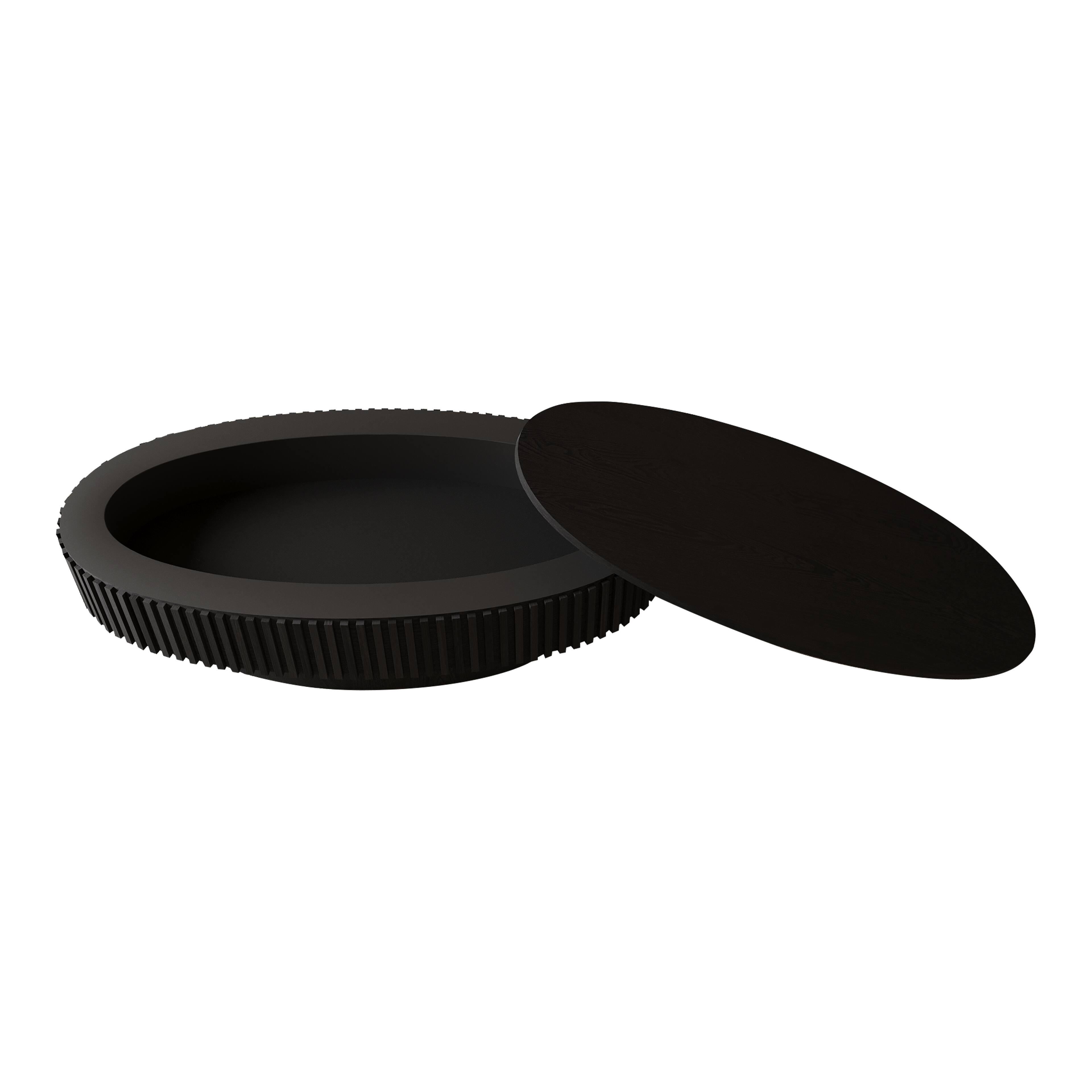 Alt View 6. Loheer - Loheer Forty Seven Inch Oval Coffee Table with Storage Black Wood Veneer Modern Center Table - Black.
