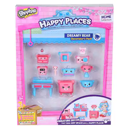 Shopkins Happy Places Collection
Decorate your Place with 3 Cute lil' Face!
DREAMY BEAR Decorator's Pack
8:30
Home Collection
Surprise Delivery!
3 Hidden Petkins!
From Another Room!
Warning: Choking Hazard - Small parts. Not for children under 3 years.
Miniature Decor that turns any space into a happy place!