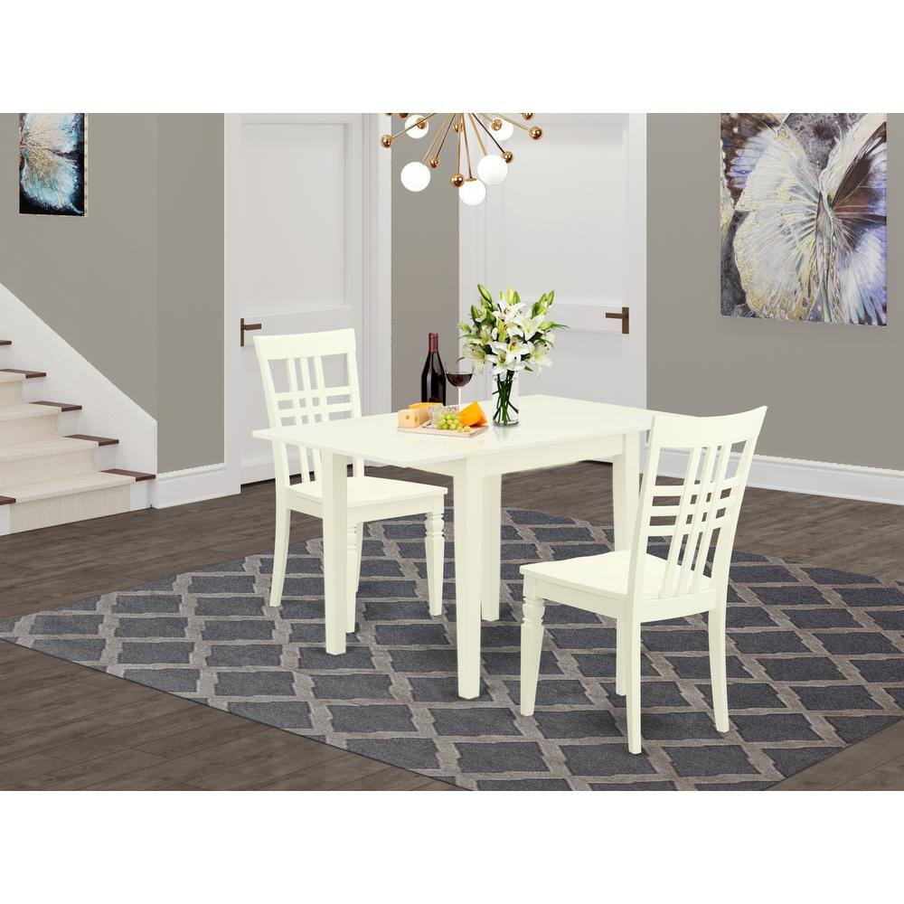 Angle. East West Furniture - Dining Room Set Linen White - Brown.
