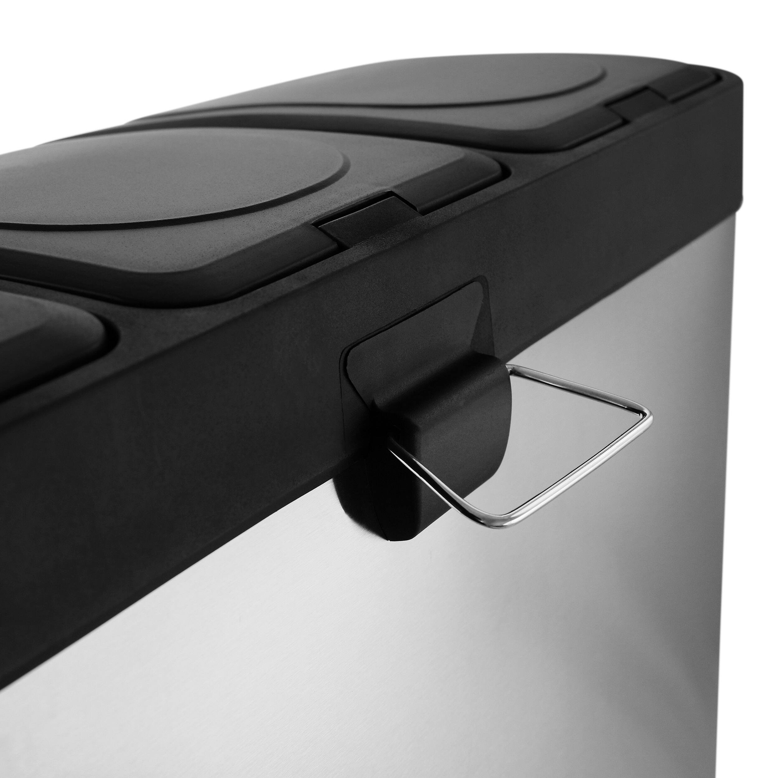 Alt View 1. Elama - Elama 3 Section 15 Liter/4 Gallon Each Section Trash and Recycling Step Bin - Silver.
