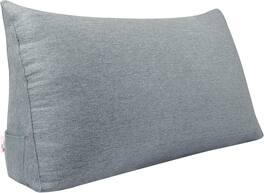 wowmax - Queen Headboard Pillow - Large Wedge Cushion for Sitting Up in Bed, Breathable Removable Cover for Adults - Gray