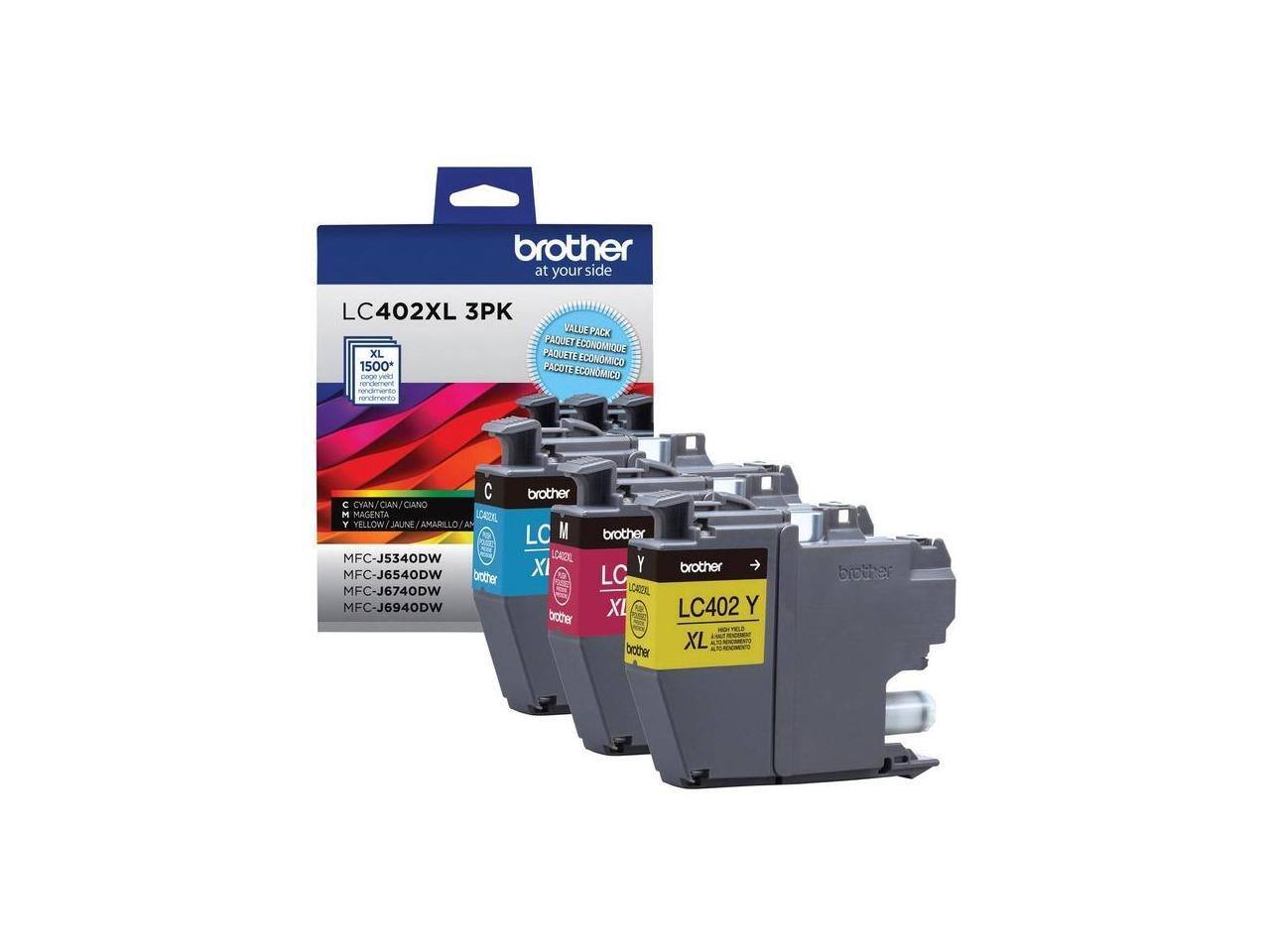 Brother - Original High Yield Ink Cartridge Cyan Magenta Yellow 3 Pack LC402XL3PKS