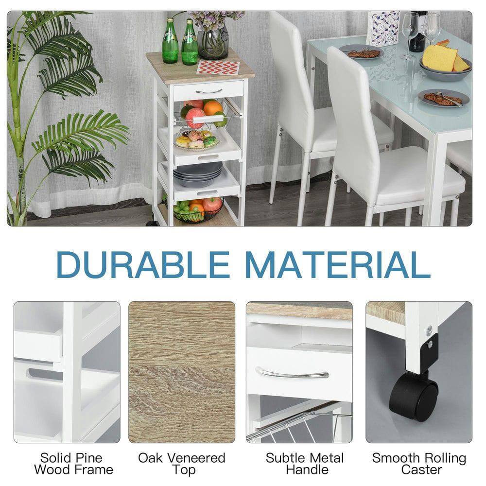 DURABLE MATERIAL

- Solid Pine Wood Frame
- Oak Veneered Top
- Subtle Metal Handle
- Smooth Rolling Caster