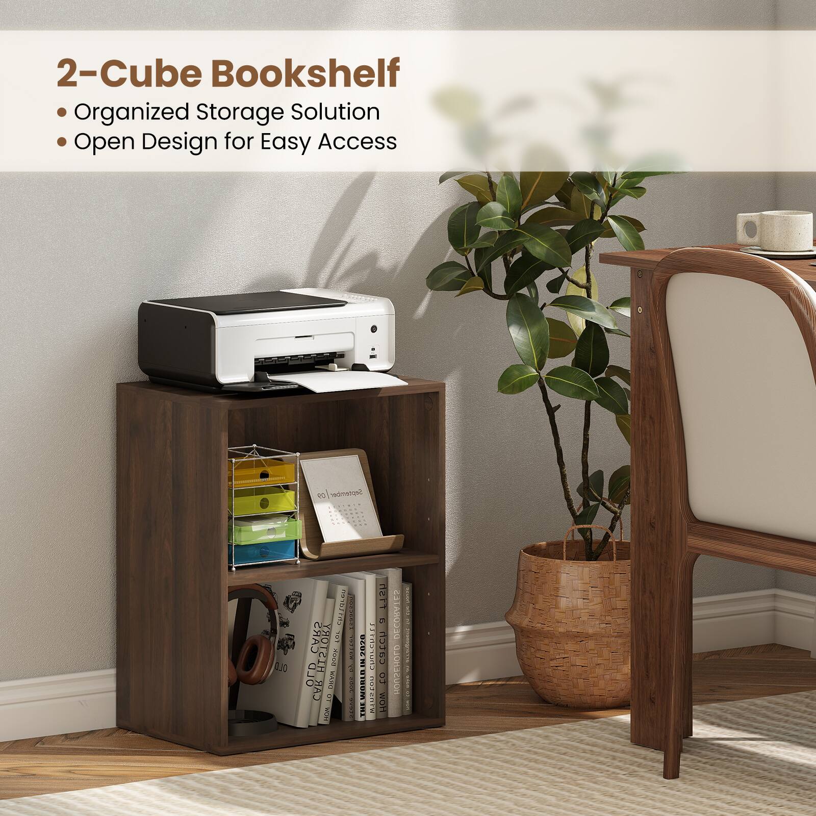 2-Cube Bookshelf  
Organized Storage Solution  
Open Design for Easy Access