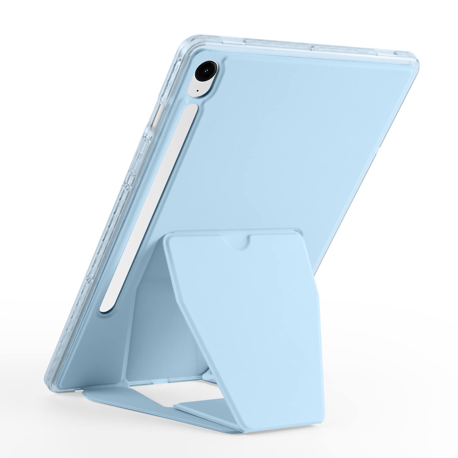Left. Dteck - Slim Faux Leather Case for Samsung Galaxy Tab S10 FE / S10 / S9 / S9 FE,Soft Silicone Bumper Shell with Foldable Stand - Blue.