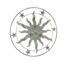 Direct International - 21.5 Inch Diameter Weathered Finish Sun Face Wall Hanging - Gray
