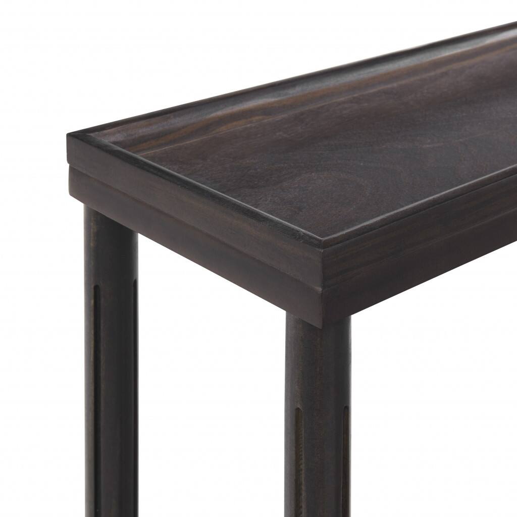 Alt View 4. Hivvago - Hivvago Set of Two 24 Inch Solid Wood End Tables With Shelf - Espresso.