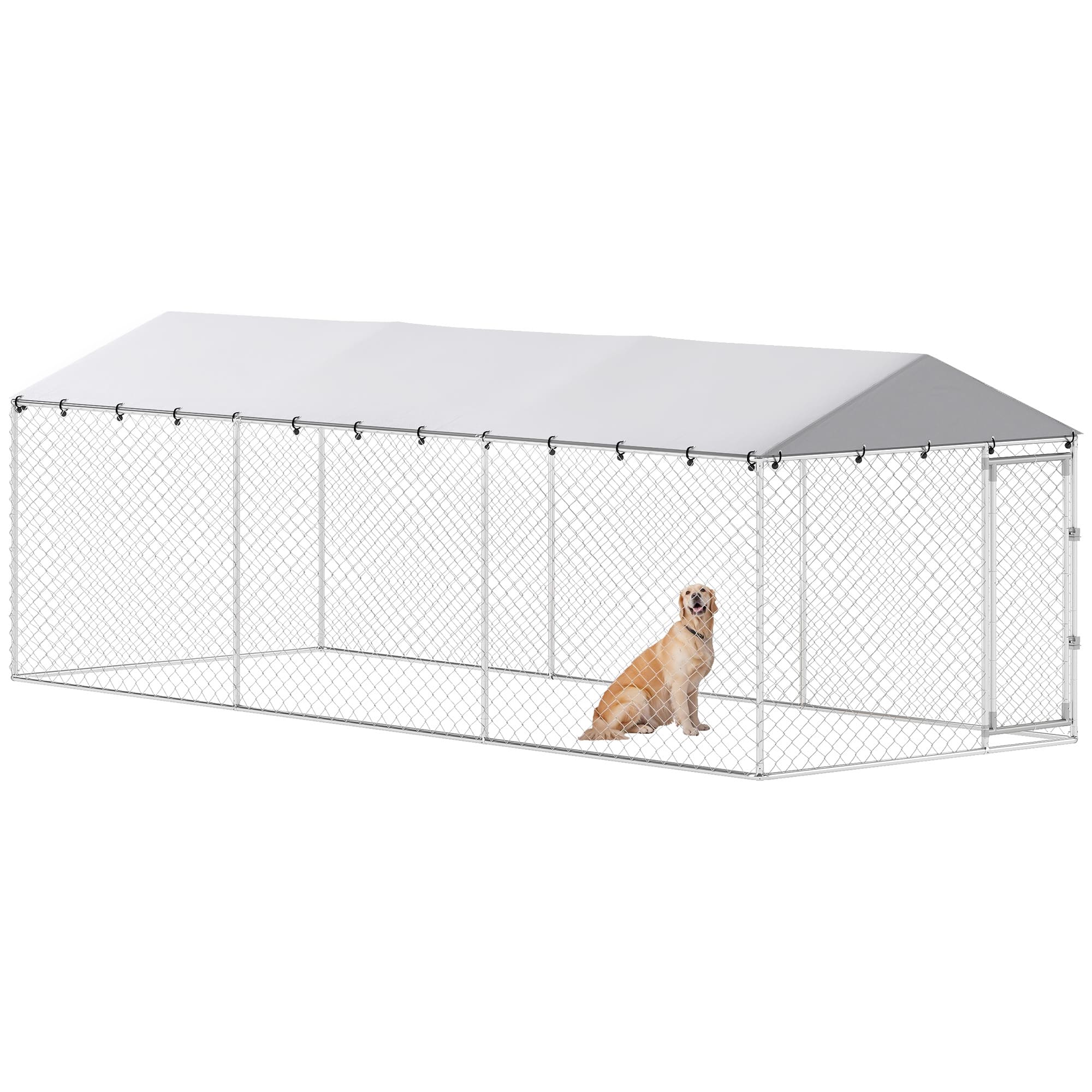 Pawhut - x 7.5' x 6.5' Dog Kennel Outdoor for Small Medium Large Dogs with Waterproof Roof - Silver price history on PriceWatchPro
