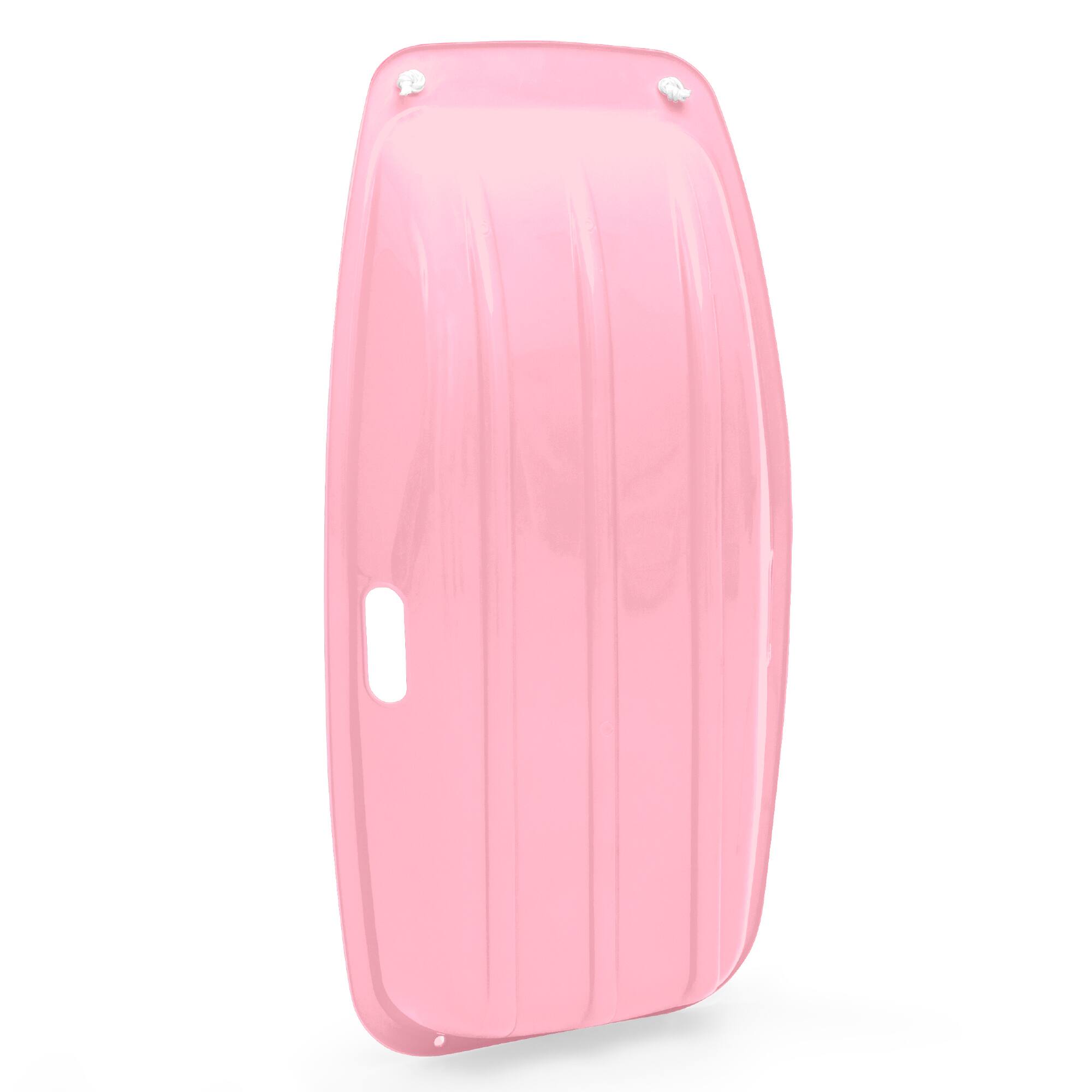 Alt View 2. Best Choice Products - Kids Outdoor Plastic Toboggan Snow Sled Board w/ Pull Rope, Handles - 35in - Light Pink.