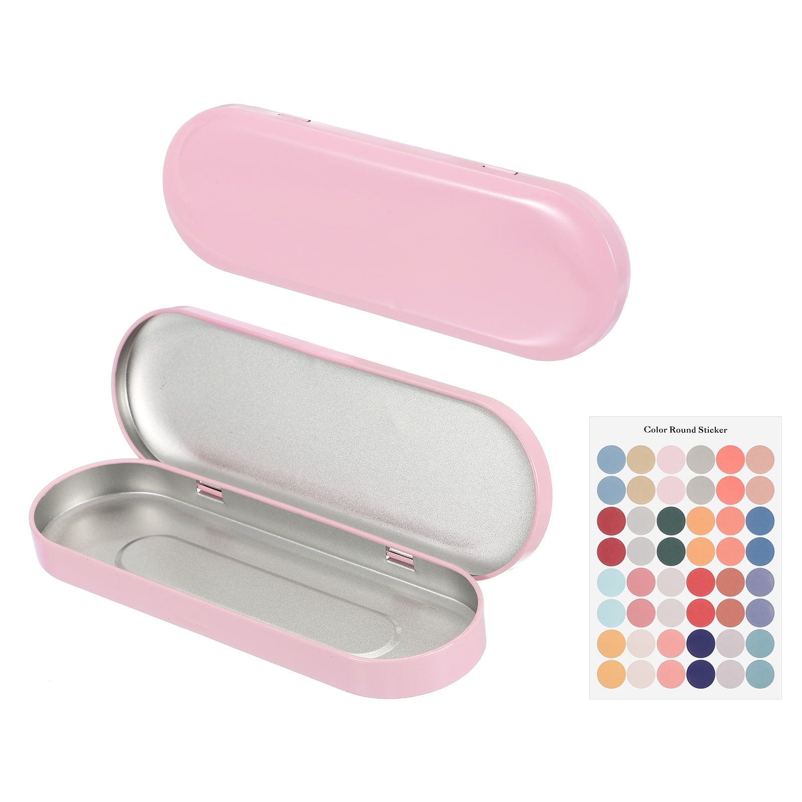 "Unique Bargains - 2pcs Metal Tin Box, 6.9x2.4x0.7"" Oval Hinged Lid with Self-Adhesive Sticker, Mini Storage for Candy Drawing Pin Crafts - Pink" price history on PriceWatchPro
