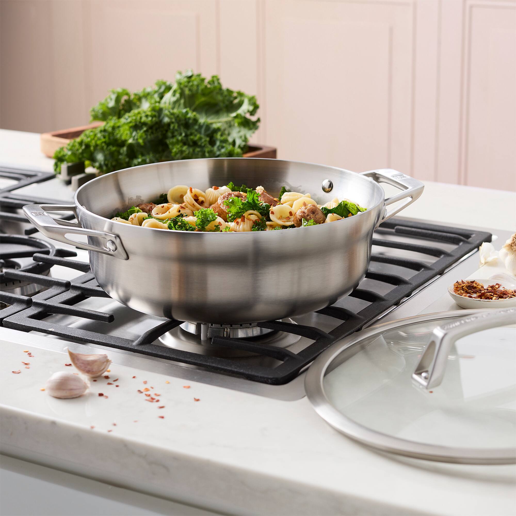 Alt View 5. ZWILLING - ZWILLING Motion Stainless Steel 4-qt Stainless Steel  Chef's Pan with Lid - Stainless Steel.