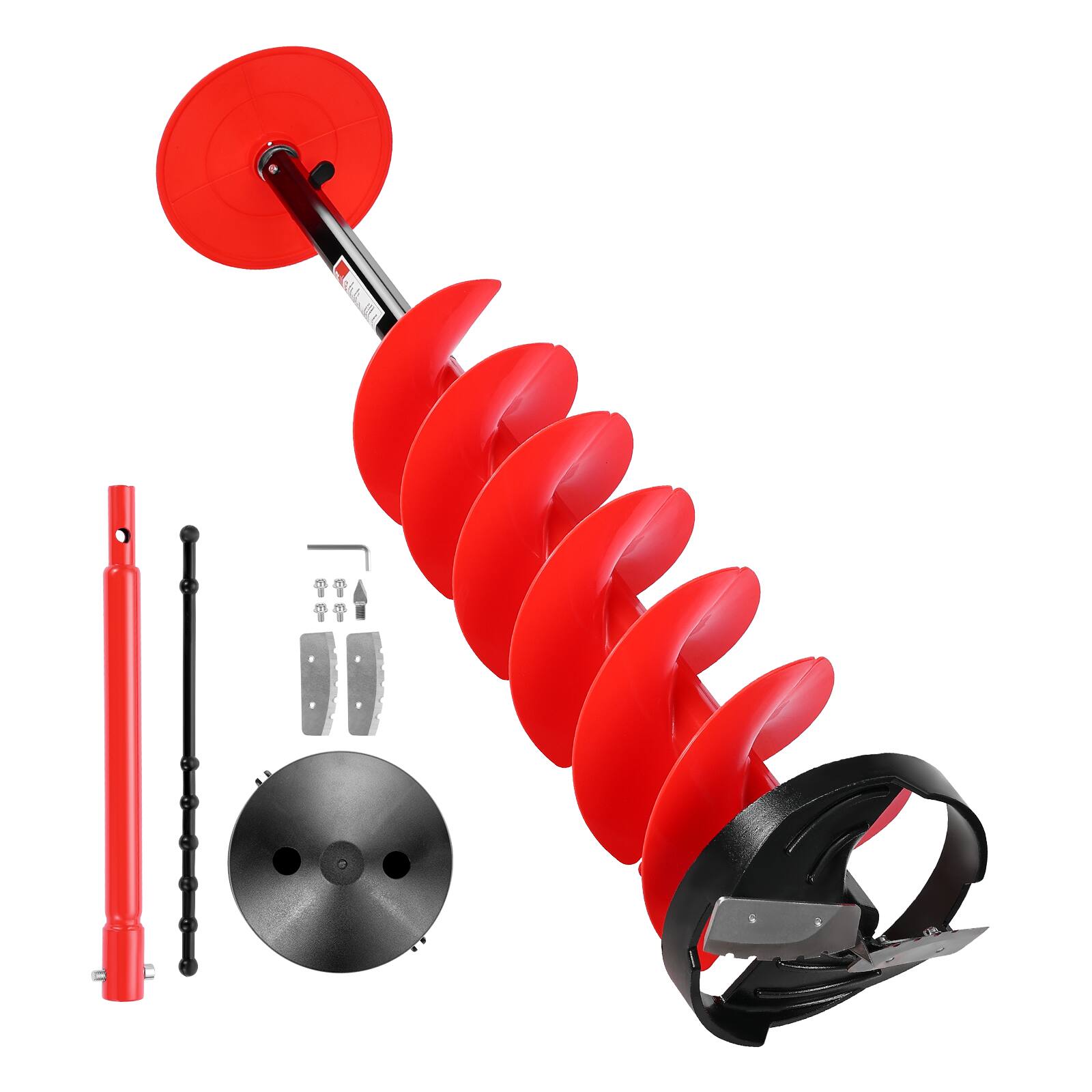 Alt View 5. VEVOR - Ice Auger Drill Bit, 8in Diameter 41in Length, Cordless Nylon Ice Fishing Augers With Extra 13.4in Extension Rod - Red + Black.