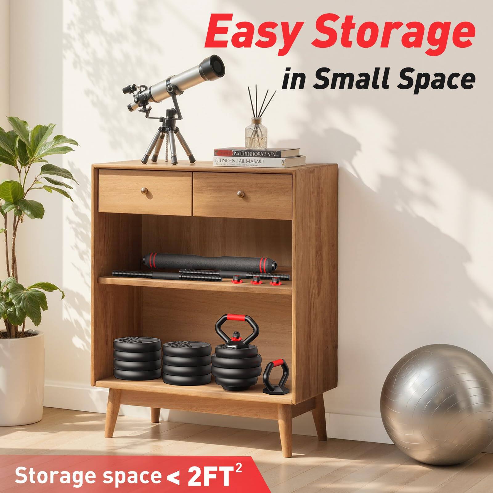 Easy Storage in Small Space

Storage space < 2FT²