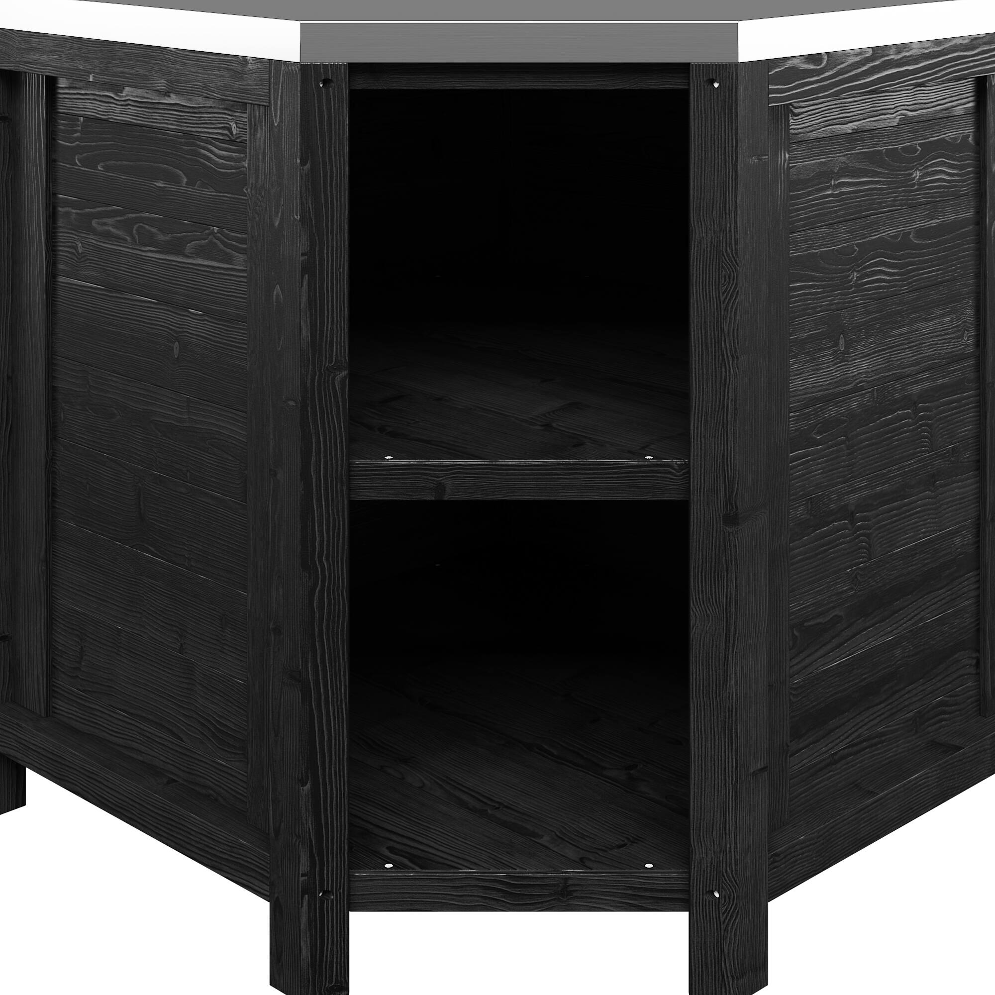 Alt View 6. Famapy - Modular Solid Cedar Outdoor Kitchen Cabinets - All-Weather Storage with Stainless Steel Top for Patio, Grill Station - Carbon Black.