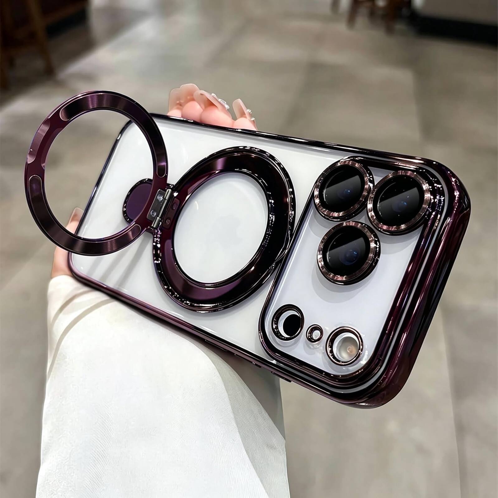 Alt View 2. UUCOVER - Magnetic Case for iPhone 18 Pro Max,Shockproof TPU+PC Clear Case Ring Stand Compatible with MagSafe Camera Lens Cover - Cherryred.