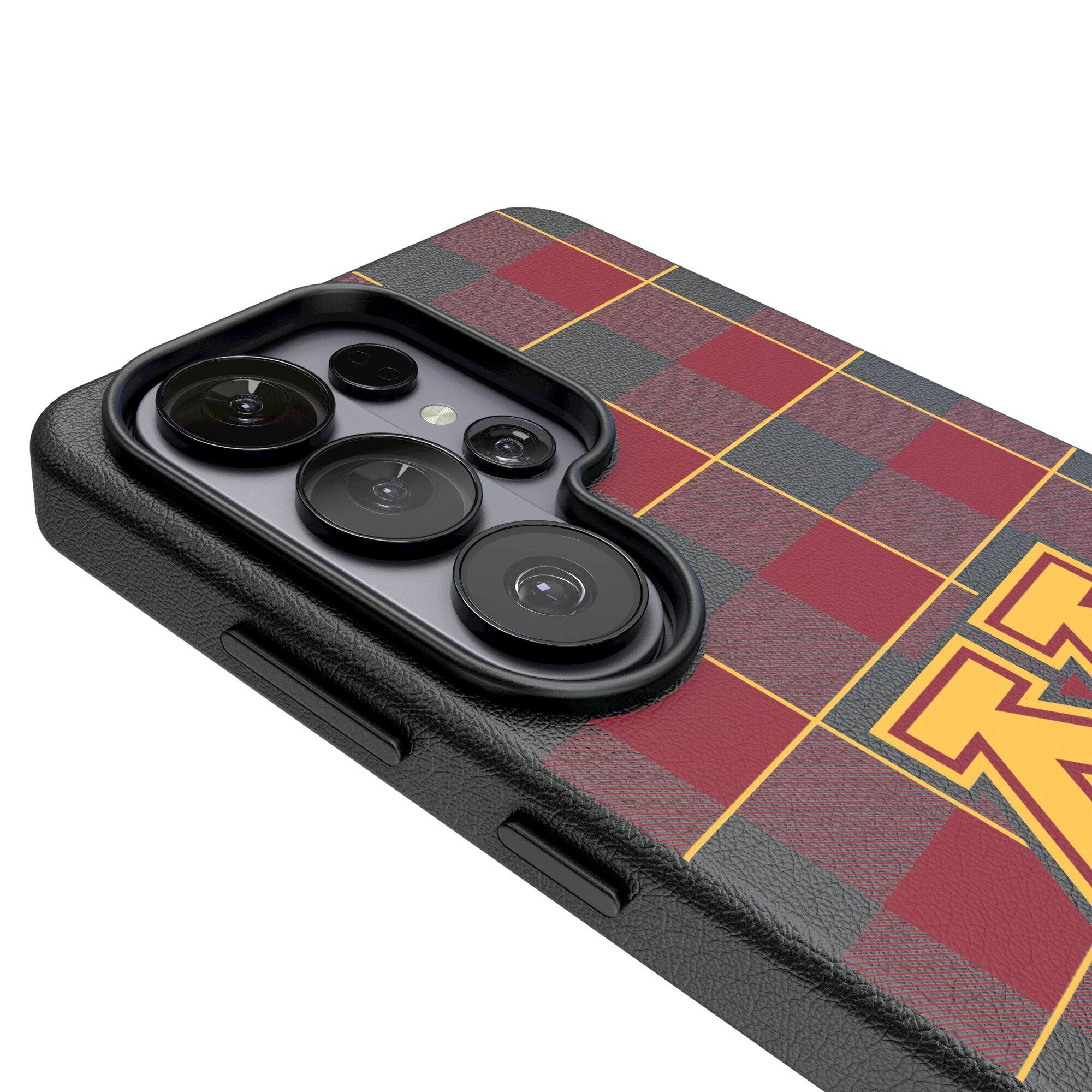 Alt View 2. Keyscaper - Minnesota Golden Gophers Plaid Galaxy Magnetic Bump Case - S25 Ultra - Black.