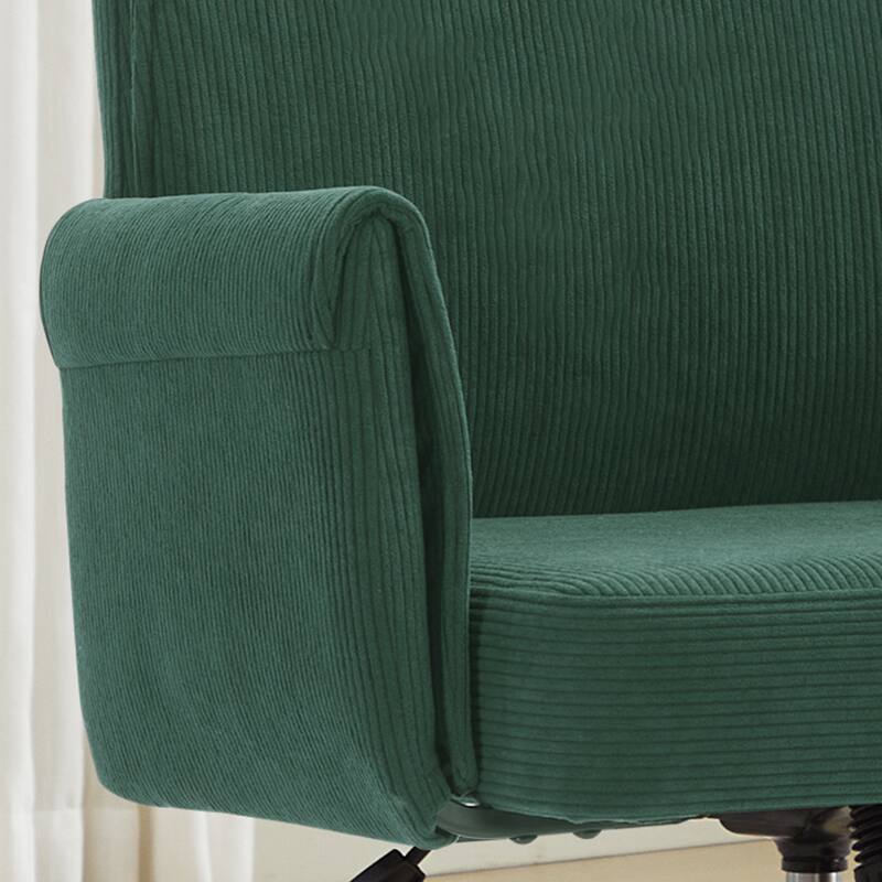 Alt View 5. Forest'nSky - Green Mid-Back Liftable Office Chair, Ergonomic Striped Fabric Desk Chair for Work & Study - Green.