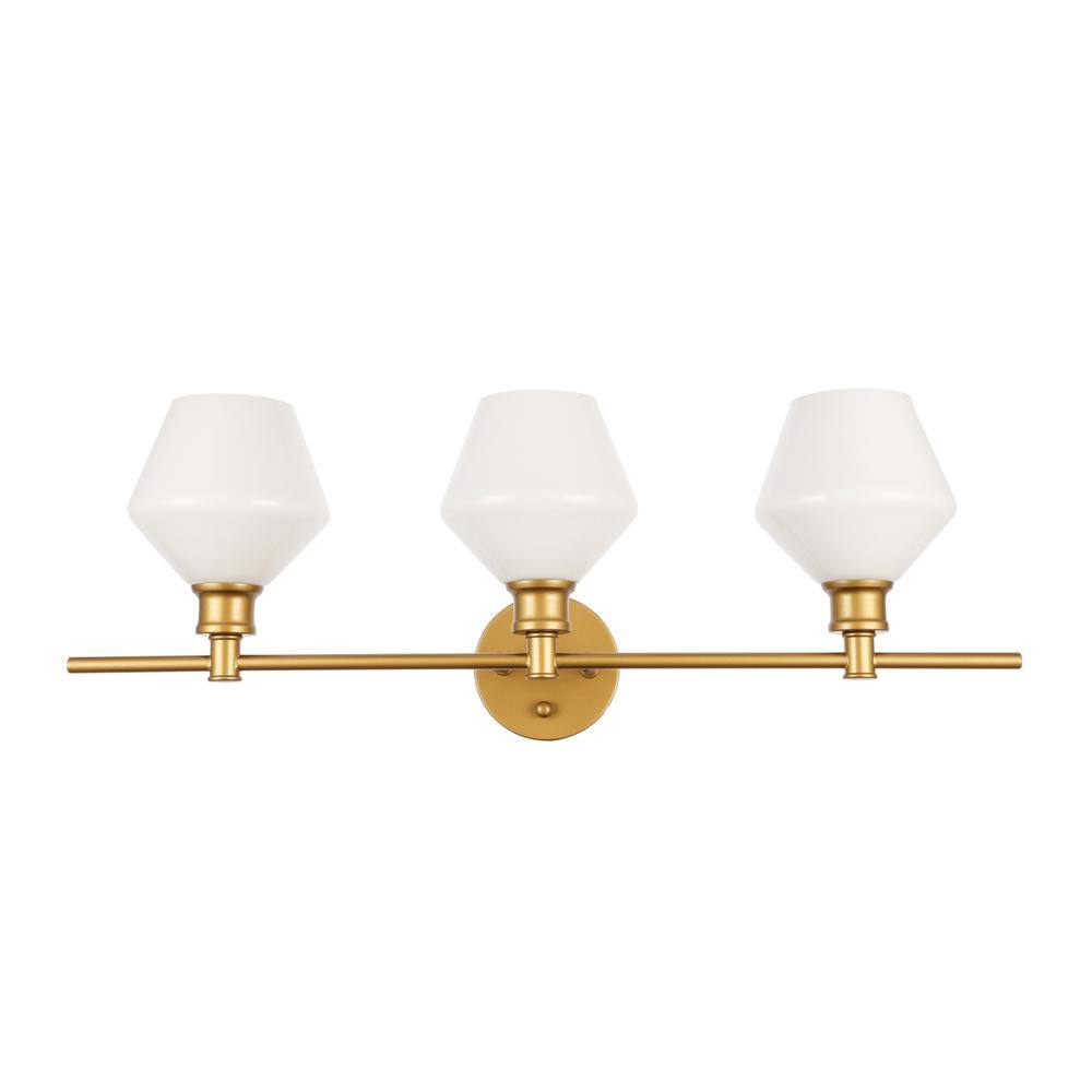 Alt View 9. Living District - Gene 3 light Brass and Frosted white glass Wall sconce - Brass And Frosted White Glass.