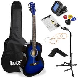 Rockjam - Acoustic Guitar Kit with Tuner, Bag, Stand, Strap & Lessons AG-1BL-SK - Black
