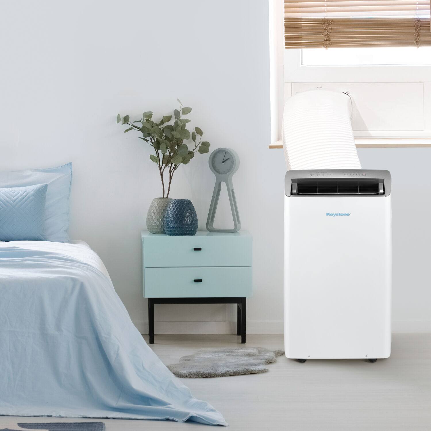 Angle. Keystone - 14,000 BTU ASHRAE/12,000 BTU DOE Portable Inverter Air Conditioner with Remote Control - White.