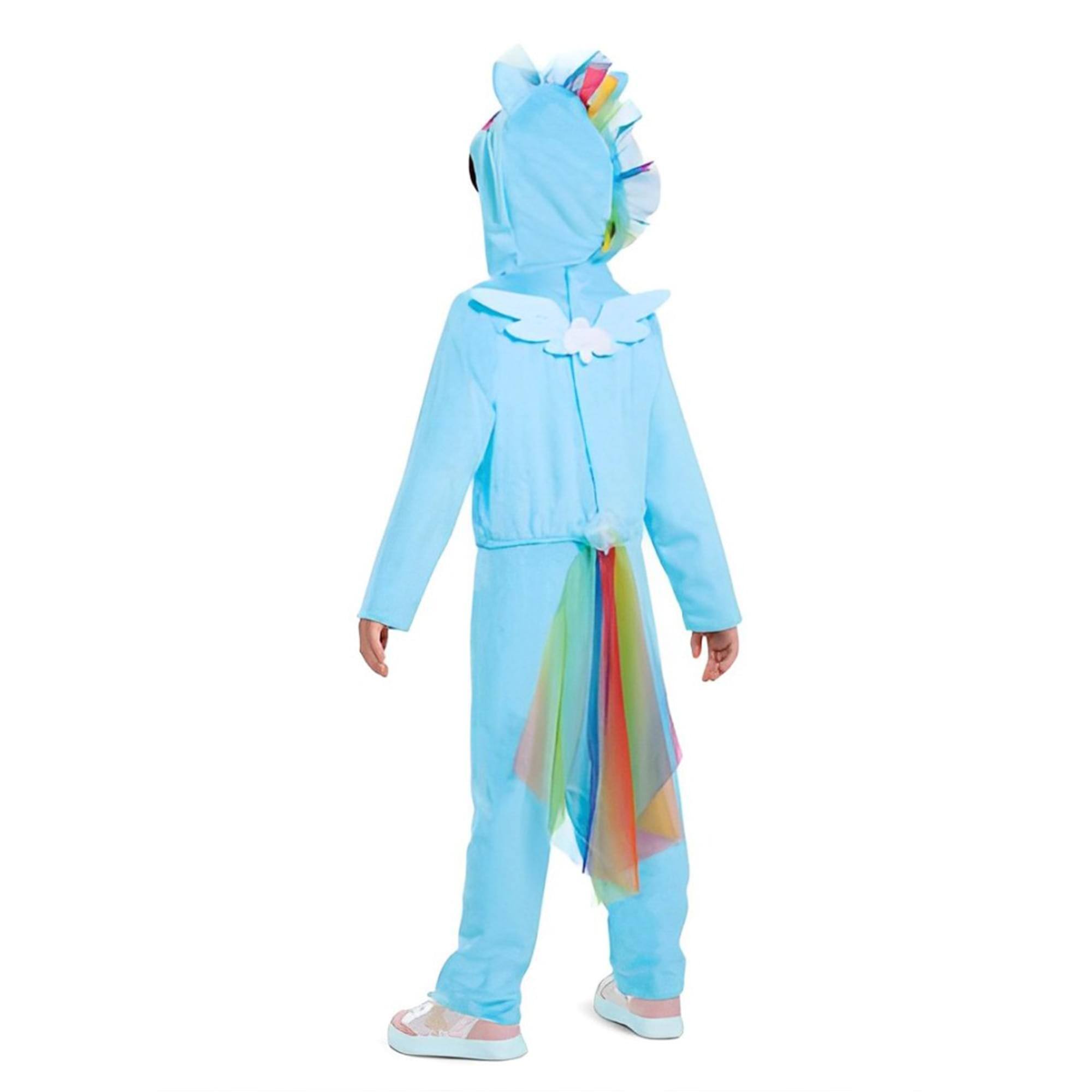 Alt View 1. Disguise - My Little Pony Rainbow Dash Girls Hooded Costume Jumpsuit | M (7-8) - Blue.