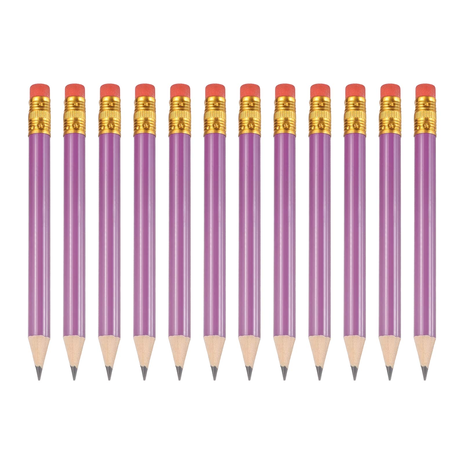 Unique Bargains - 12pcs HB Pencils, 4inch Short Thick Golf Pencils Pre-Sharpened w/ Eraser Bulk for Sport, Games, Meeting, Office, Writing - Purple