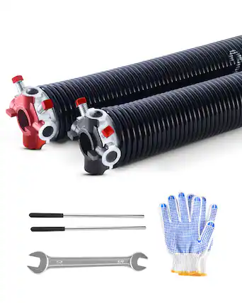 Front. VEVOR - Garage Door Torsion Springs, Pair of 0.225 x 2 x 27 in, 16000 Cycles, Electrophoresis Black Coated for Replacement - Black.