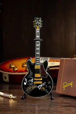 Axe Heaven - Bb King - BB King Gibson Ebony ES-355 Lucille Tribute Mini Guitar Replica Collectible - Collectibles - Multicolor