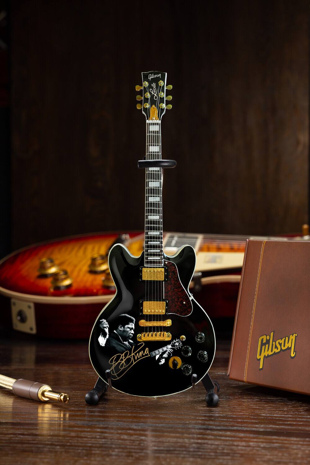 Axe Heaven - Bb King - BB King Gibson Ebony ES-355 Lucille Tribute Mini Guitar Replica Collectible - Collectibles - Multicolor