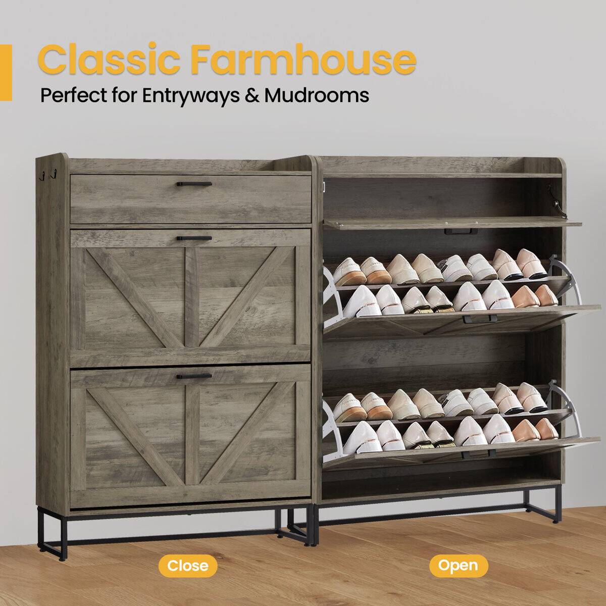 Classic Farmhouse  
Perfect for Entryways & Mudrooms  

Close  
Open