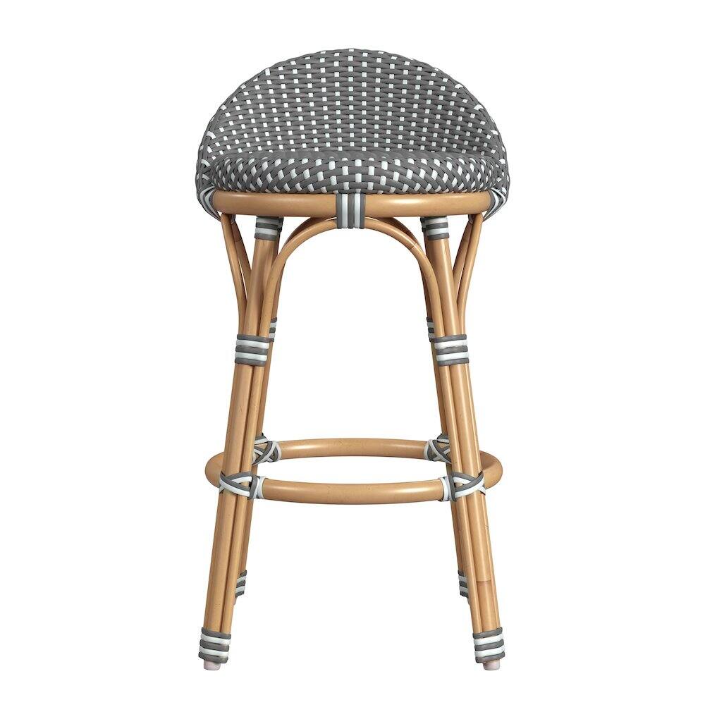 Back. Butler Specialty - Inez 24 in. Seat Height Rattan Low Back Counter Stool - Gray.