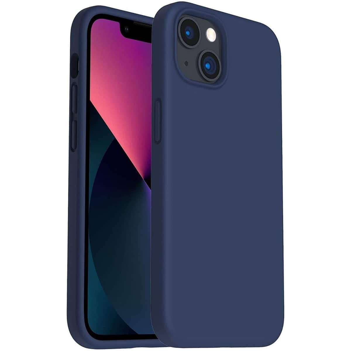 Front. Entronix - Entronix Liquid Silicone Case for iPhone 13 Mini - Stylish & Protective - Navy Blue.