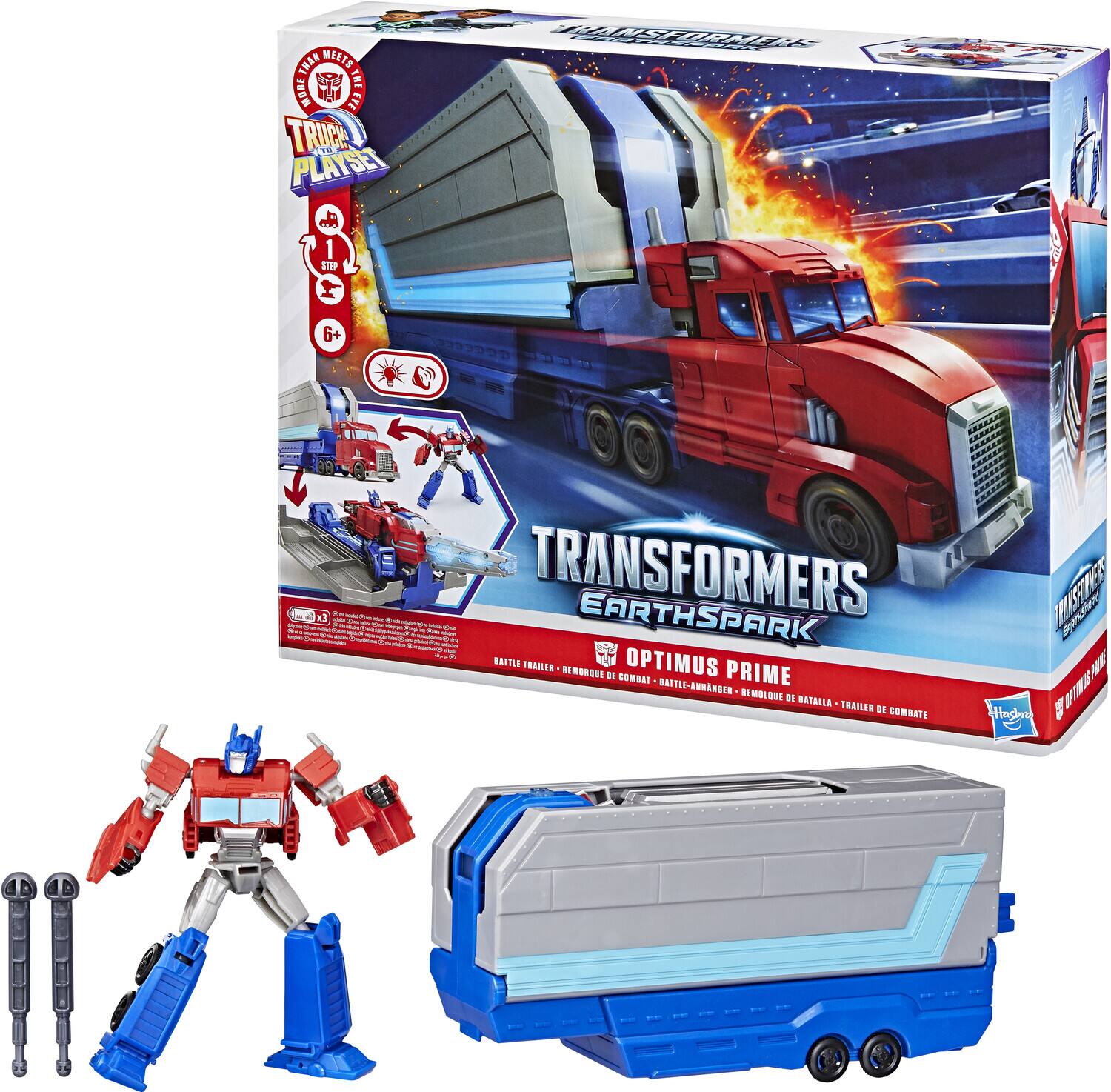 Hasbro Collectibles - Transformers: EarthSpark - Optimus Prime Battle Trailer Playset with Action - COLLECTIBLES