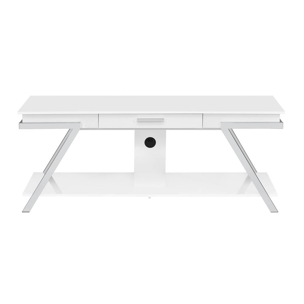 Front. Steve Silver - Zena 65" TV Stand  with Drawer - White - White.