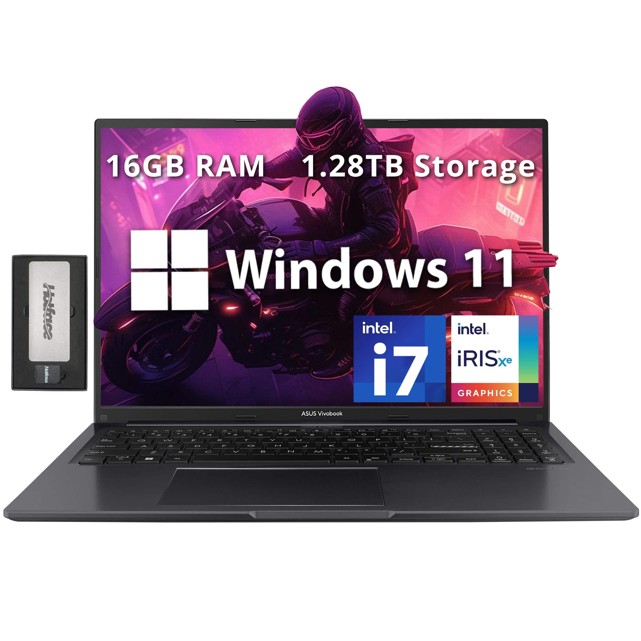 ASUS - Vivobook 16" WUXGA Laptop,Intel i7-1355U,16GB RAM,1TB SSD+288GB Dock Station,Iris Xe Graphics,Win 11 - Black