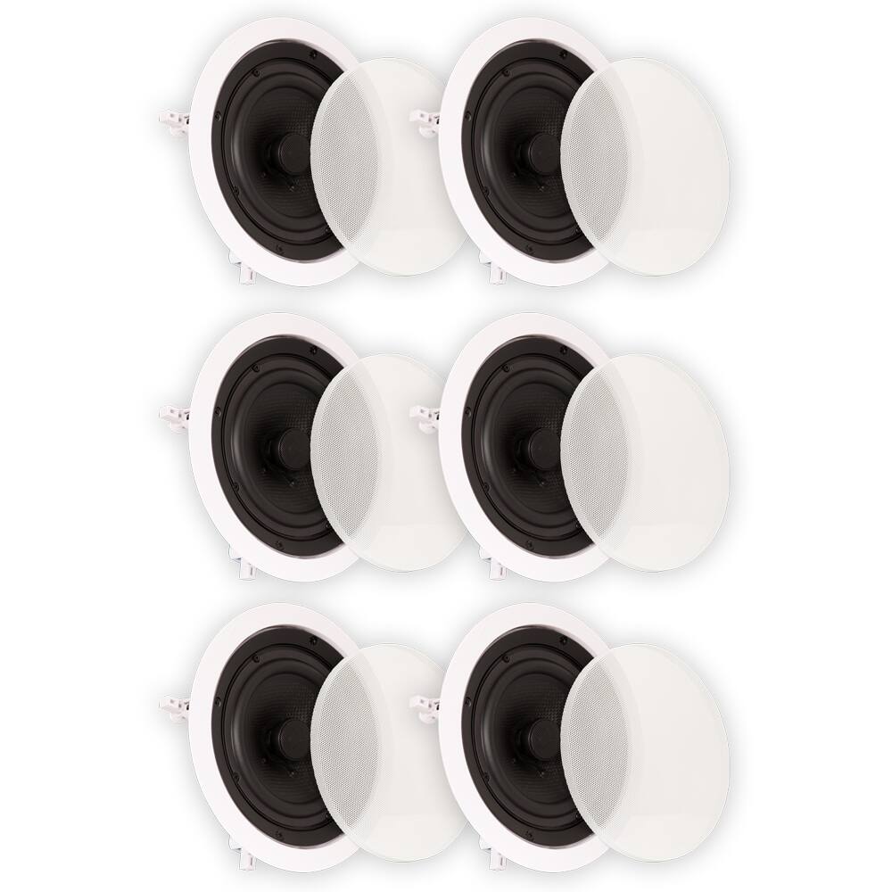 Front. Theater Solutions by Goldwood - TS65C in Ceiling 6.5" Speakers Surround Sound Home Theater 3 Pair Pack - Paintable White.