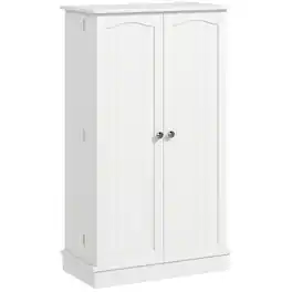 Homcom - Kitchen Pantry Cabinet, Kitchen Cabinet with 12 Door Shelves, Double Doors, 5-tier Shelving - White