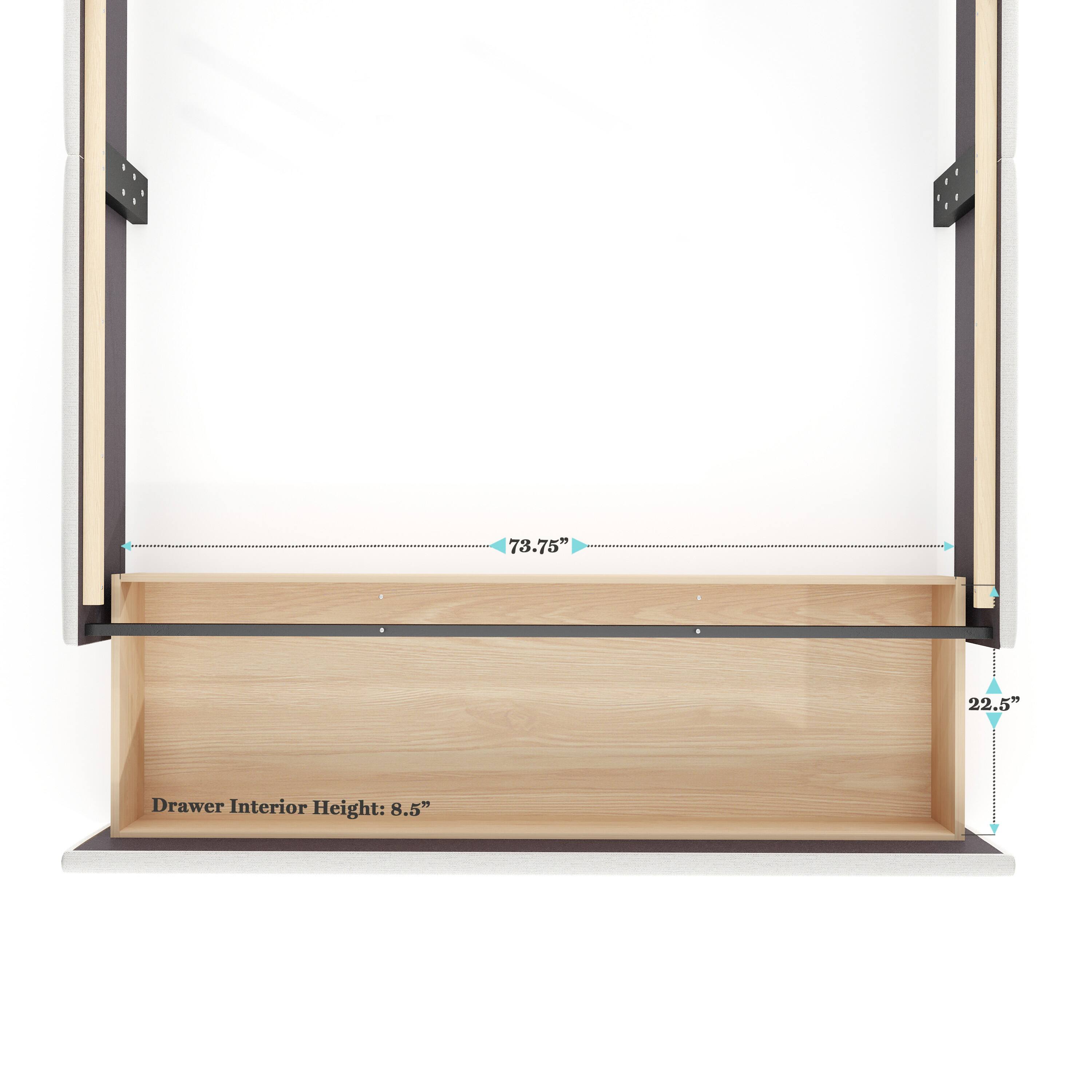 73.75"  
22.5"  
Drawer Interior Height: 8.5"