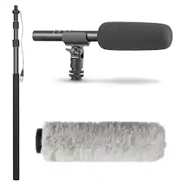MOVO - Boom Mic Bundle - Shotgun Microphone with Telescoping Boom Pole and XLR Cable