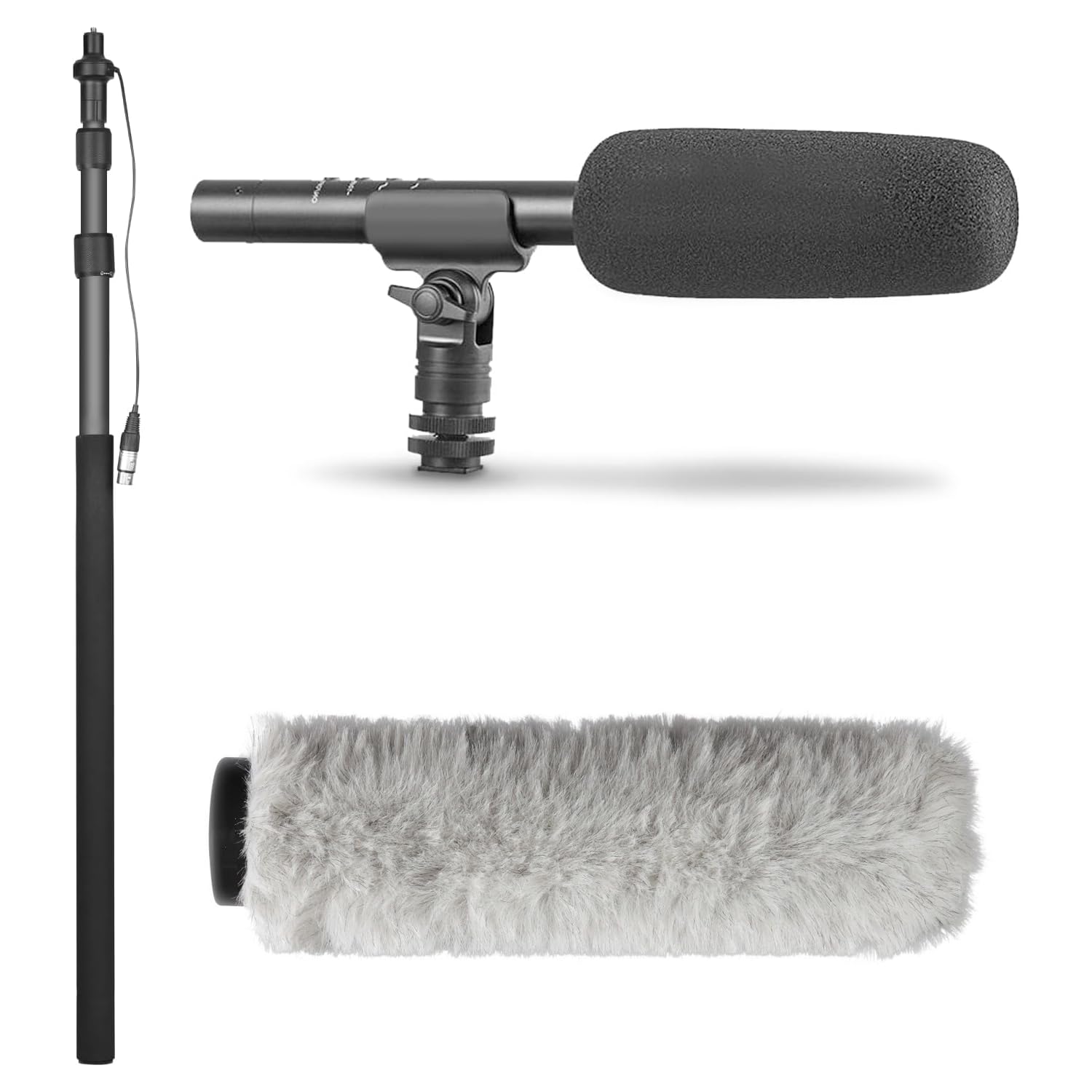 Front. MOVO - Movo Boom Mic Bundle - Shotgun Microphone with Telescoping Boom Pole and XLR Cable.