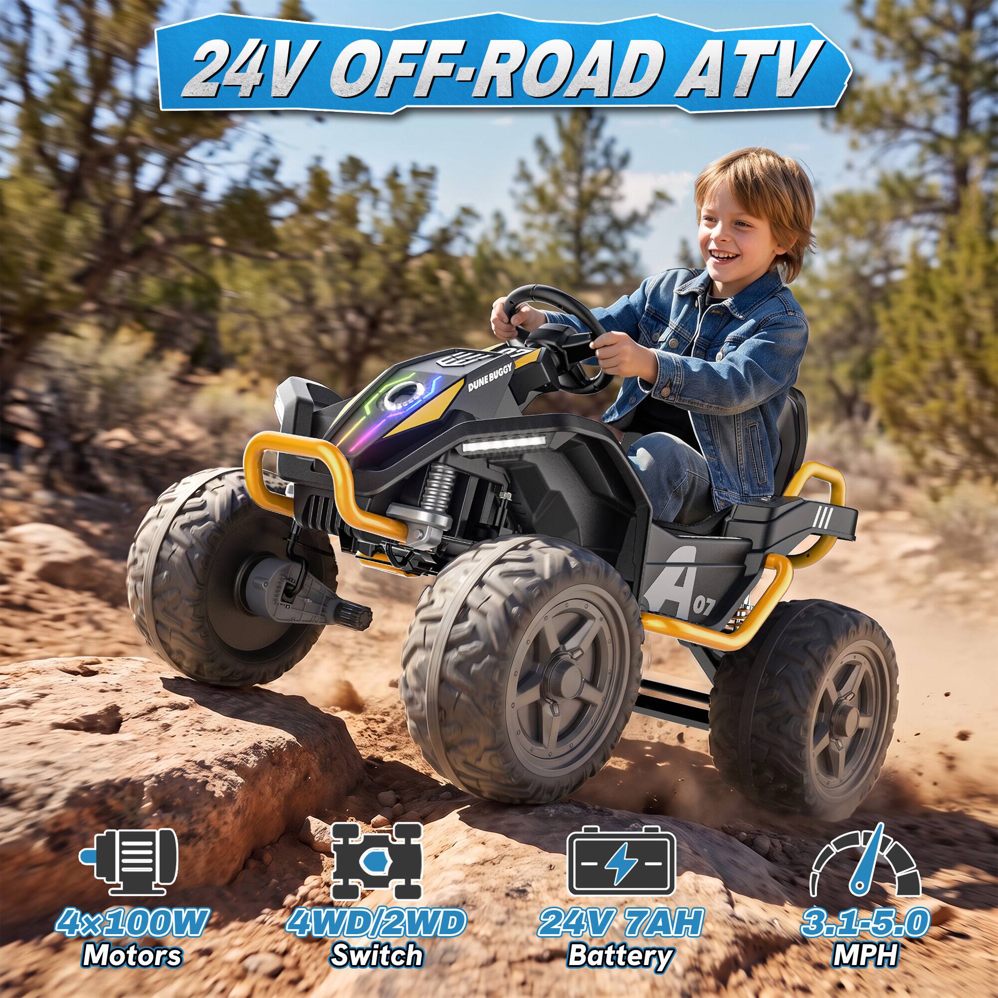 ANPABO 24V Kids Electric ATV – Ride On with Remote Control, 2WD/4WD ...