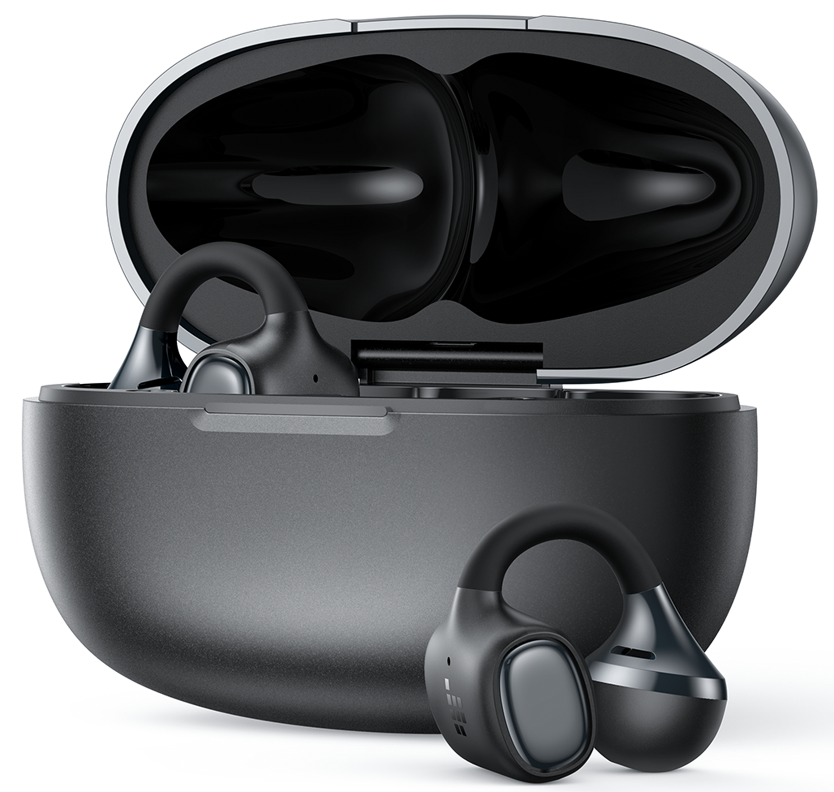 Back. Tronsmart - OpenFly Clip 2 Open Ear Earbuds, Clip-On Headphones for Running Workout, Hi-Res LDAC Audio, Bluetooth 6.0, 32H Playtime - Black.