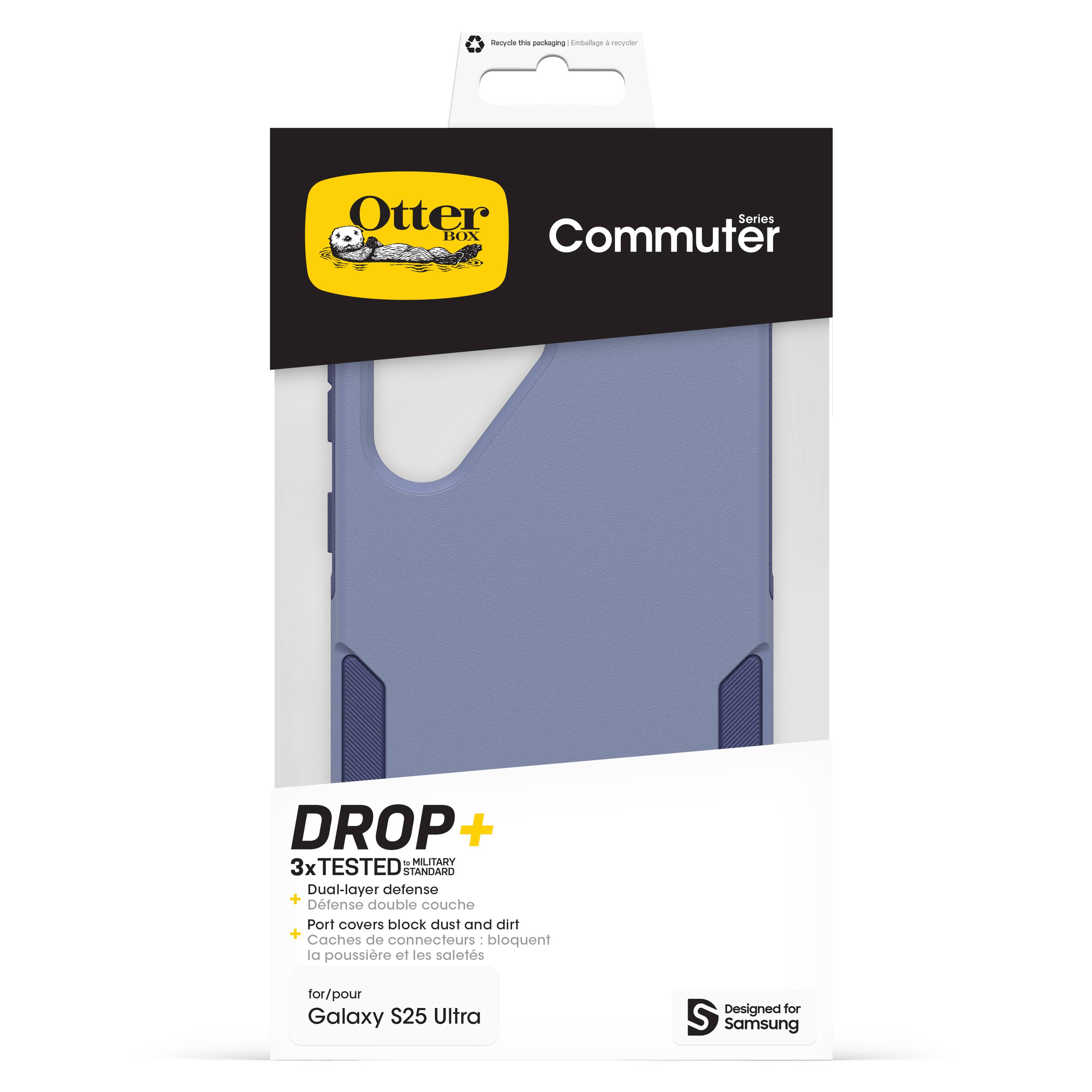 OtterBox Commuter DROP + - MILITARY 3x TESTED 3x STANDARD Dual-layer defense + Dense double cover Port covers block dust and dirt Caches de connecteurs - bloquent la poussière et les saletos for/pour Galaxy S25 Ultra Designed for Samsung.