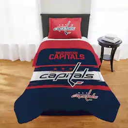 Sweet Home Collection - NHL Washington Capitals Comforter & Pillow Sham Set- Twin/Twin XL - Multicolored